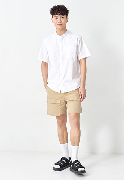 Regular Fit立領短袖襯衫