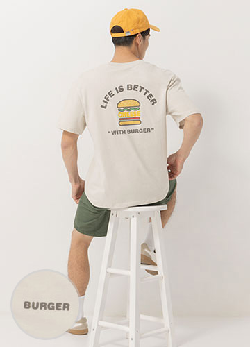 漢堡印花落肩T恤(中性款)