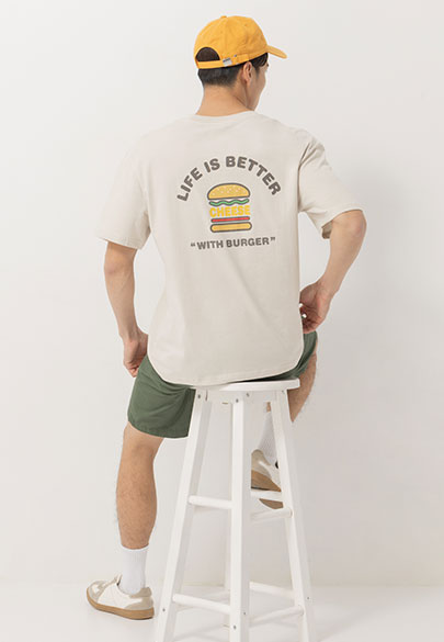 漢堡印花落肩T恤(中性款)