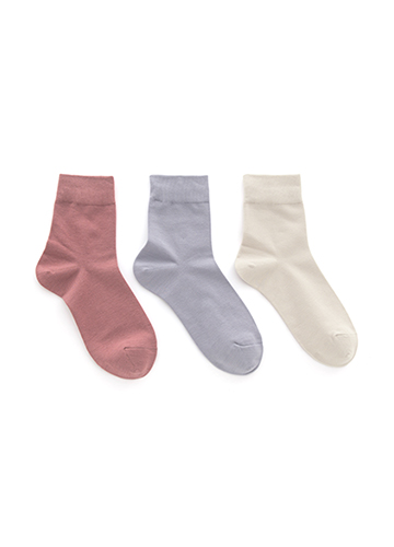 素色短襪(三入組)