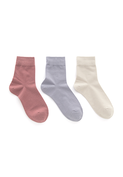 素色短襪(三入組)