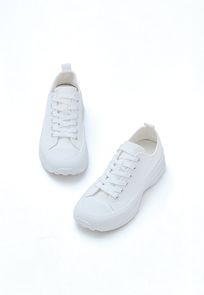 素色帆布厚底休閒鞋