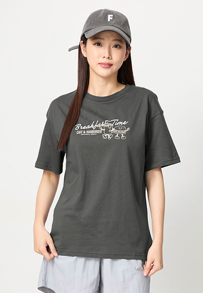 速食印花落肩寬鬆上衣