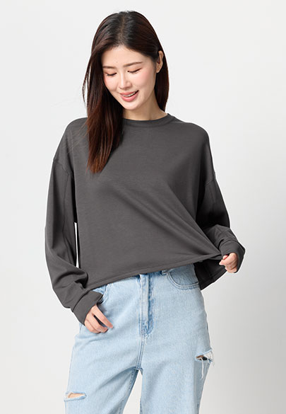 空氣層寬鬆短版上衣