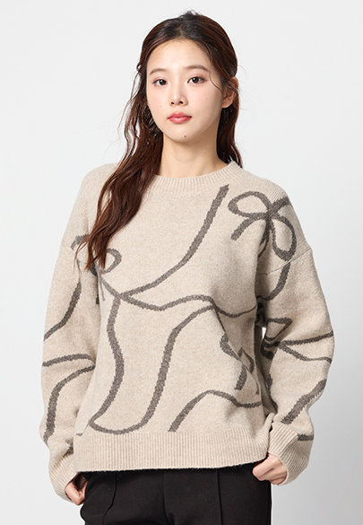 滿版緹花圓領針織衫