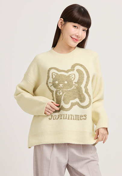 貓咪緹花針織衫