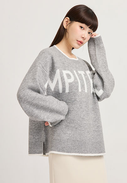 撞色緹花針織衫