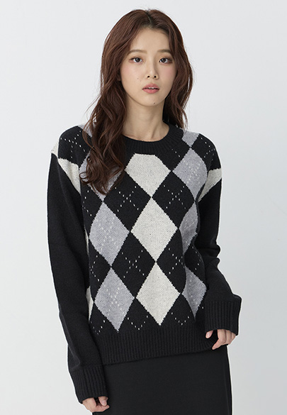 圓領緹花針織衫