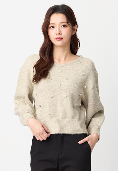 珠鑽短版針織衫