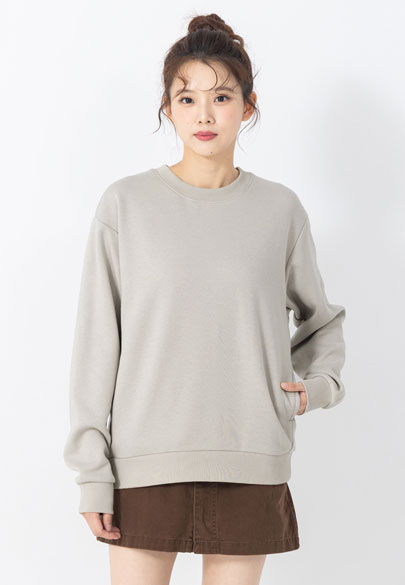 素色基本口袋刷毛大學T