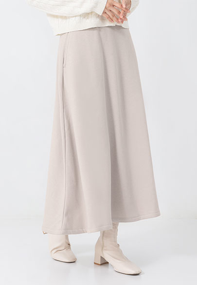 素色刷毛長圓裙