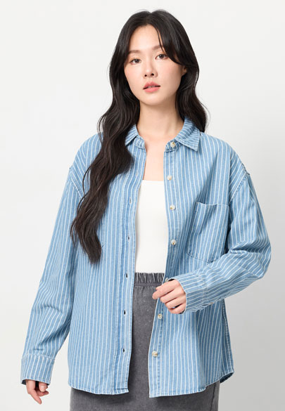 雙口袋牛仔襯衫
