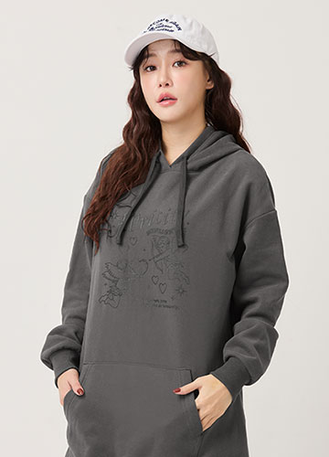 休閒連帽寬鬆刷毛洋裝