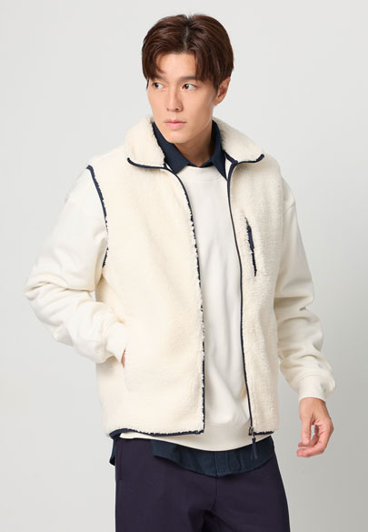 羊羔絨立領背心