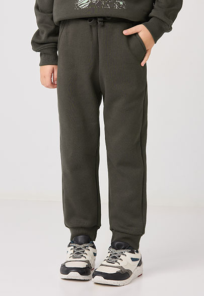 童基本刷毛束口褲