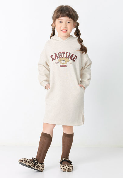 童刷毛直筒連帽洋裝