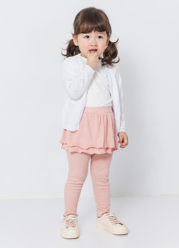 BABY皺皺布假兩件褲裙