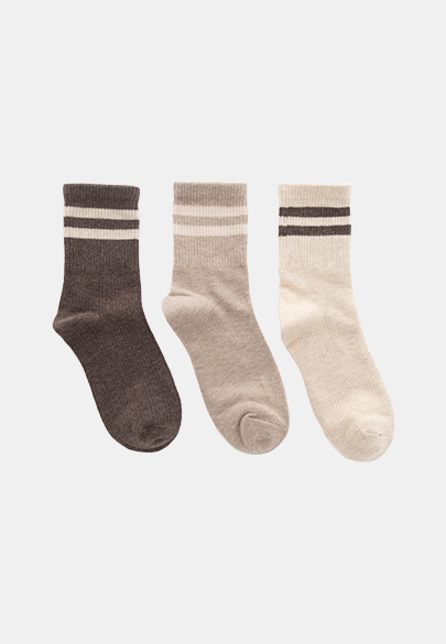 雙條紋中筒襪(三入組)